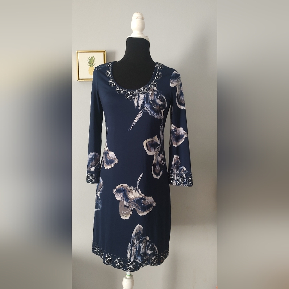 Dress women NC International Concepts Navy Floral Long Sleeve